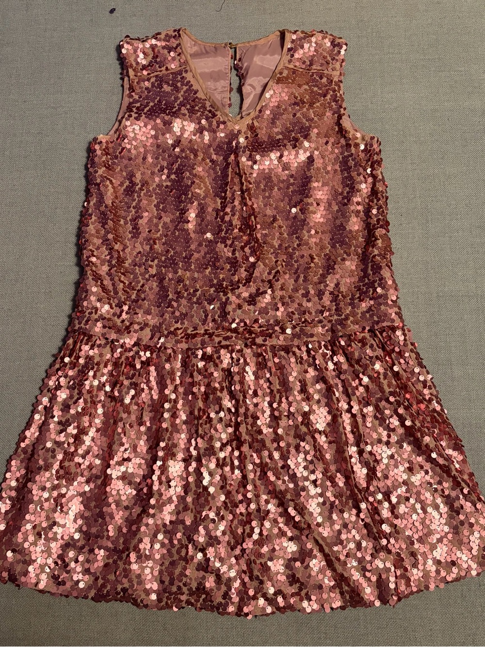 Sleeveless Rose Gold Sequin Mini Dress - Brand Unlisted